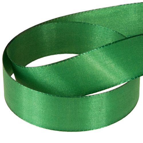 Artículo Cinta de regalo de tafetán, cinta decorativa verde oscuro, 25 mm × 50 m