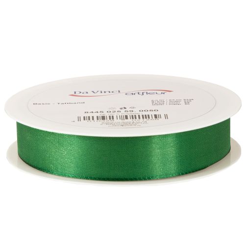 Artículo Cinta de regalo de tafetán, cinta decorativa verde oscuro, 25 mm × 50 m