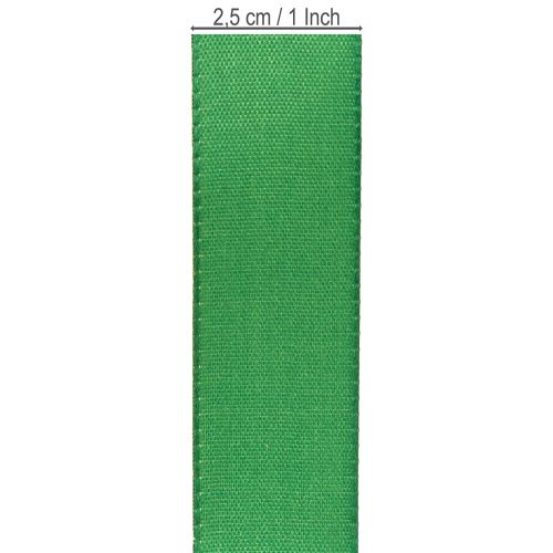 Artículo Cinta de regalo de tafetán, cinta decorativa verde oscuro, 25 mm × 50 m