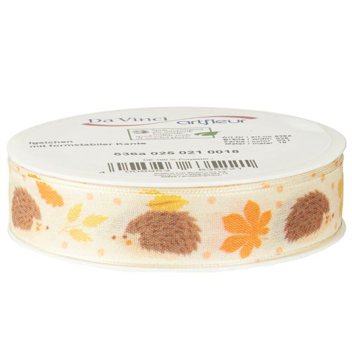 Artículo Cinta de regalo cinta de orillo erizo de otoño 15mm 18m