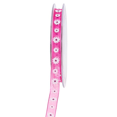 Floristik24 Cinta de regalo rosa con flor 10mm 20m
