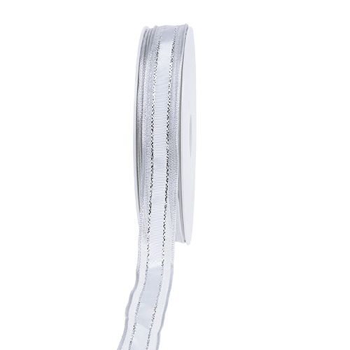 Floristik24 Cinta de regalo con borde de alambre Blanco 15mm 20m