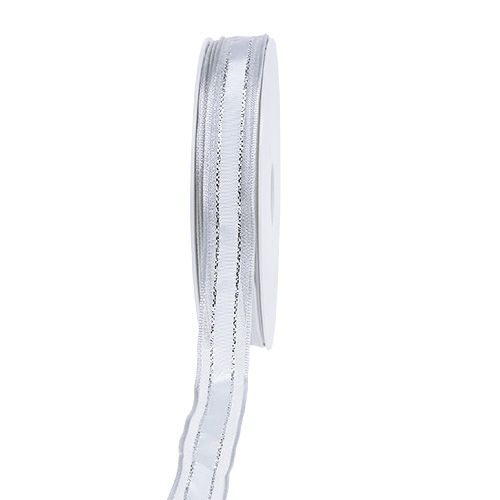 Cinta de regalo con borde de alambre Blanco 15mm 20m