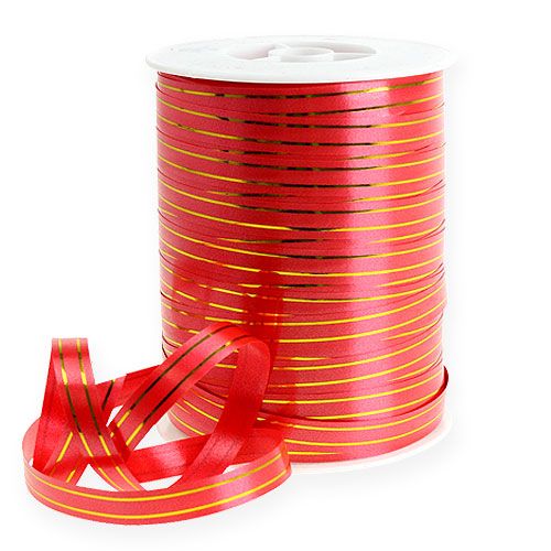 Cinta de regalo 2 rayas doradas sobre rojo 10 mm 250m