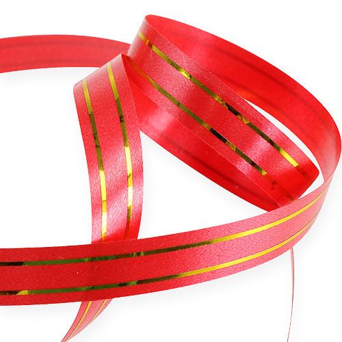 Cinta de regalo 2 rayas doradas sobre rojo 10 mm 250m