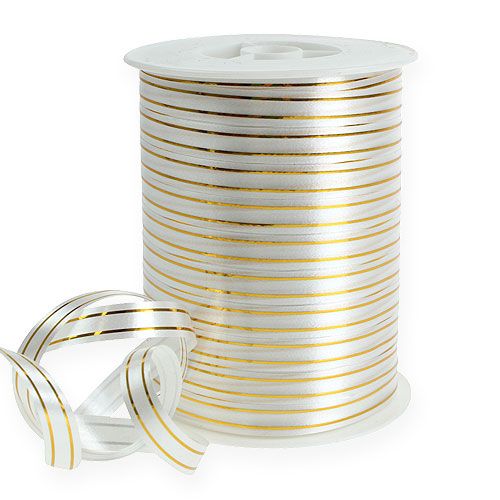 Floristik24 Cinta partida 2 franjas doradas sobre plata 10 mm 250m