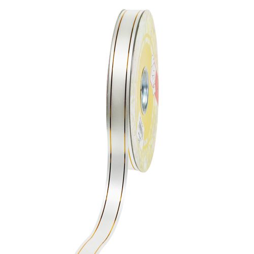 Artículo Cinta de regalo 2 franjas doradas sobre blanco 19mm 100m