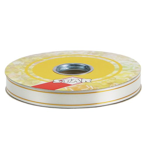 Artículo Cinta de regalo 2 franjas doradas sobre blanco 19mm 100m