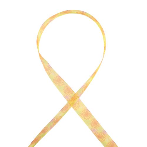 Artículo Cinta de regalo flores cinta de organza amarillo naranja 25mm 18m