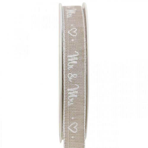 Artículo Cinta de regalo lazo marrón cinta boda 15mm 20m