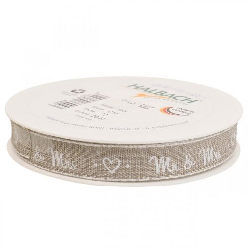 Artículo Cinta de regalo lazo marrón cinta boda 15mm 20m