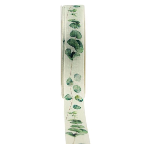 Artículo Cinta de regalo cinta decorativa de eucalipto verde 25mm 20m