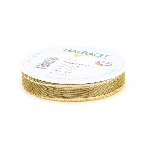 Artículo Cinta de regalo efecto anillo dorado 15mm 25m