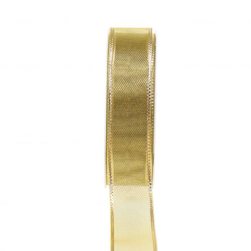 Floristik24 Cinta de regalo Gold Ringeleffekt 25mm 25m