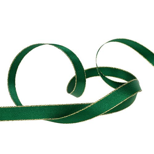 Floristik24 Cinta de regalo decorativa verde con borde dorado 15mm 25m