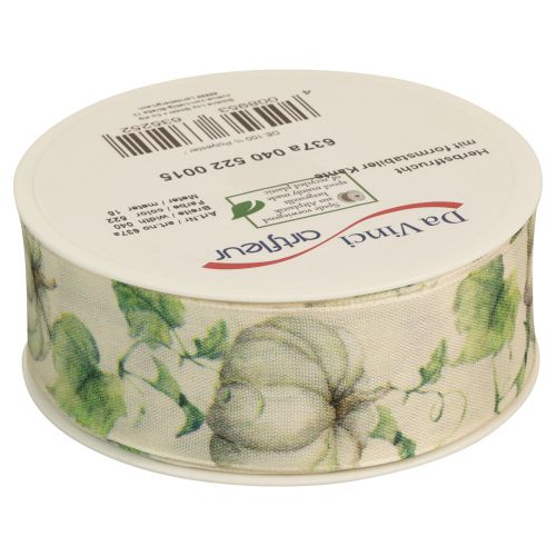 Artículo Cinta de regalo cinta de calabaza verde otoño 40mm 15m