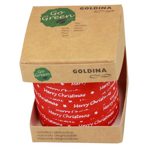Artículo Cinta de regalo roja “Feliz Navidad” algodón 10mm 100m