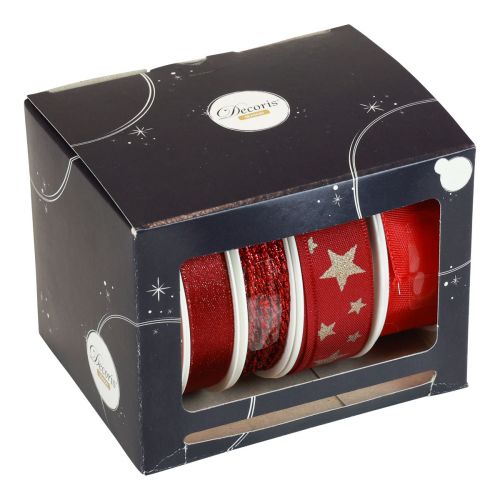 Floristik24 Cinta de regalo cintas de lazo rojo clasificado 2,5×300cm 5ud