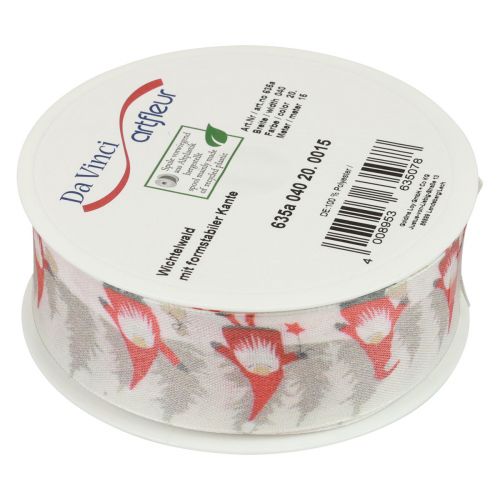 Artículo Cinta de regalo Cinta navideña gnomo rojo 40mm 15m