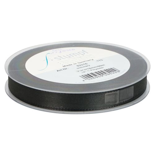 Artículo Cinta de regalo cinta decorativa floral de luto negra 15mm 50m