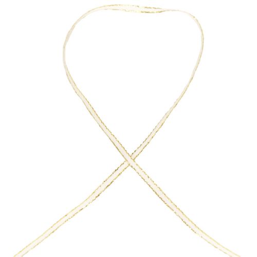 Floristik24 Cinta de regalo cinta de seda cinta trenzada oro blanco 3mm 100m