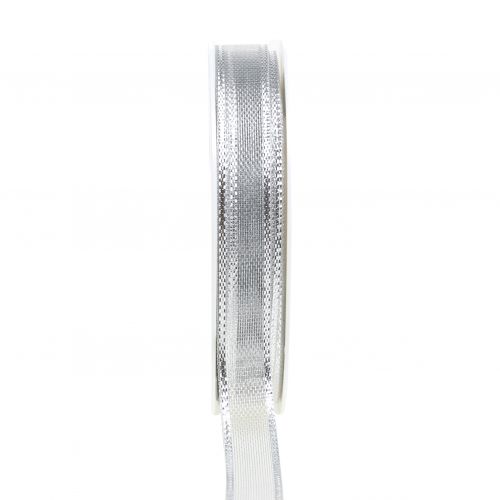 Floristik24 Cinta regalo plata efecto anillo 15mm 25m