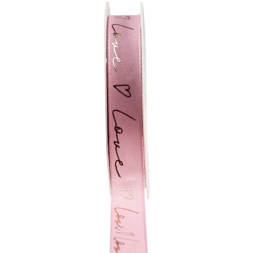 Floristik24 Cinta de regalo con corazones cinta decorativa oro rosa 15mm 15m