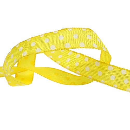 Floristik24 Cinta de regalo con puntos amarilla 15mm 20m