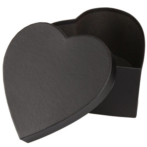 Floristik24 Caja de regalo corazón caja de papel negro 18×18cm H10cm 2ud