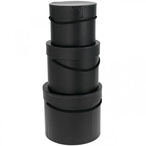 Floristik24 Caja de regalo redonda Flowerbox negra Ø12,5/14,5/16,5cm juego de 3