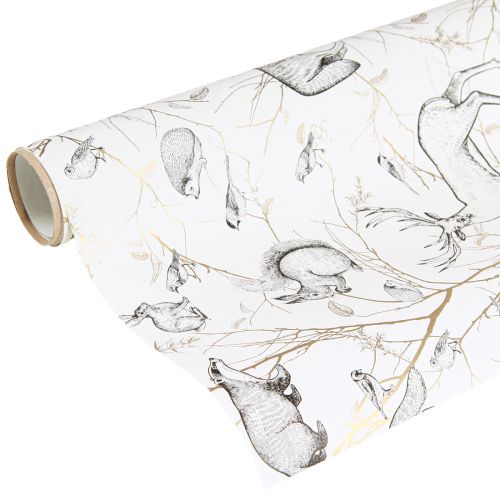 Artículo Papel de regalo animales blanco gris dorado otoño invierno 200cm