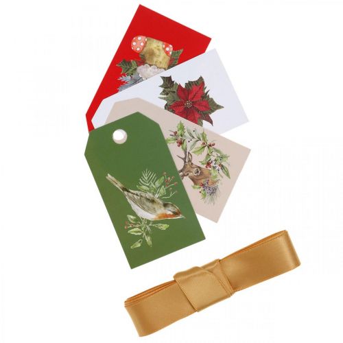 Artículo Papel de envolver con cinta de seda y etiquetas 4 hojas en un juego 50 × 70cm