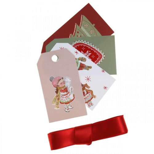 Artículo Papel de regalo rojo navideño, blanco 4 hojas en un juego 50 × 70cm