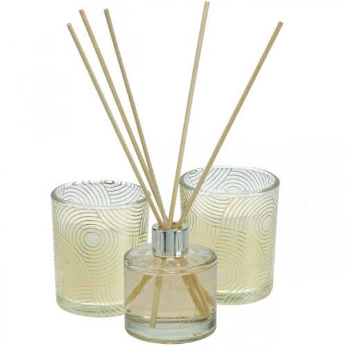 Set de regalo velas aromáticas de ambiente en vaso 8 piezas aroma vainilla