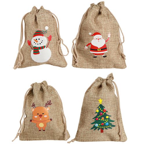 Floristik24 Bolsa de regalo Navidad bolsa de yute natural 10×13cm 8ud