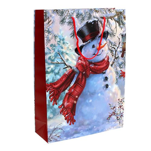 Floristik24 Bolsa regalo muñeco de nieve grande 25cm x 34,5cm 1p