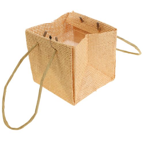 Artículo Bolsas de regalo tejidas con asas vainilla naranja rosa 10,5cm 12uds