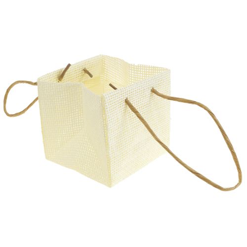 Artículo Bolsas de regalo tejidas con asas vainilla naranja rosa 10,5cm 12uds