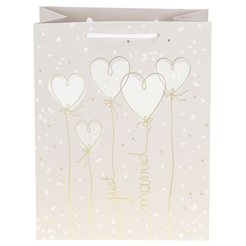 Artículo Bolsa de regalo “recién casados” con asas beige 18×10×23cm 2uds