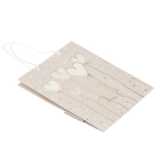 Artículo Bolsa de regalo “recién casados” con asas beige 18×10×23cm 2uds