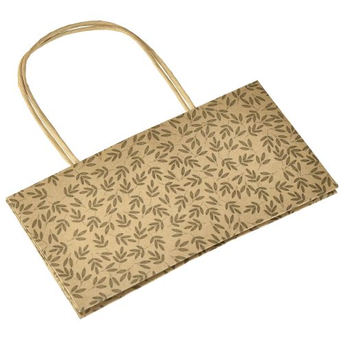 Artículo Bolsa de regalo de papel con hojas marrones naturales 20×10×10cm 6 uds