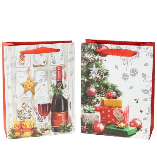 Artículo Bolsa de regalo de Navidad 8 cm x 18 cm H24 cm juego de 2