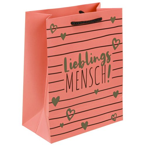 Floristik24 Bolsa de regalo con corazones “Persona favorita” papel 18×10×23cm 2uds