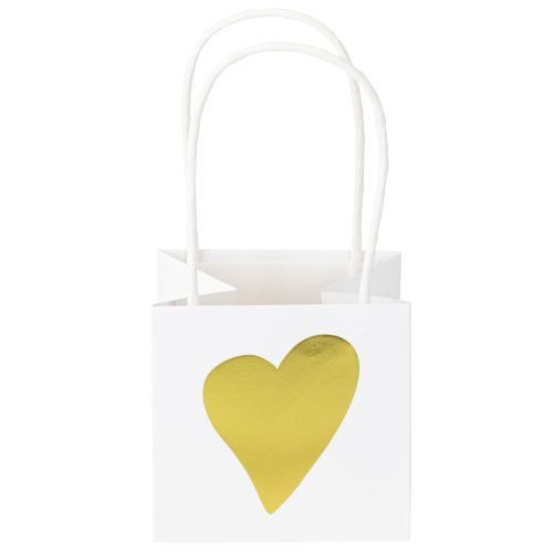 Artículo Bolsas de regalo con asas papel oro blanco 8,5×8,5×8cm 12uds