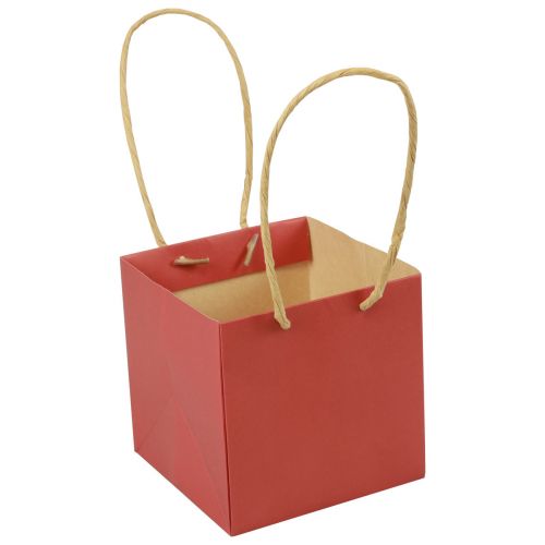 Artículo Bolsas de regalo bolsas de papel con asa rojo 12×12×12cm 6ud