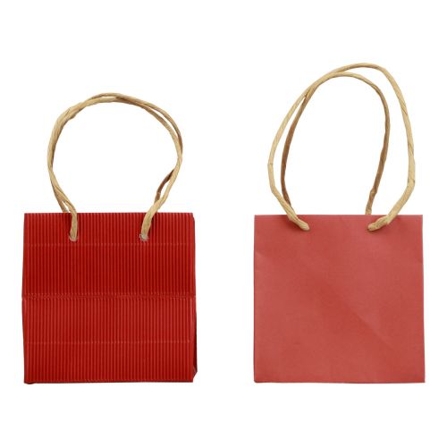 Artículo Bolsas de regalo bolsas de papel con asa rojo 12×12×12cm 6ud