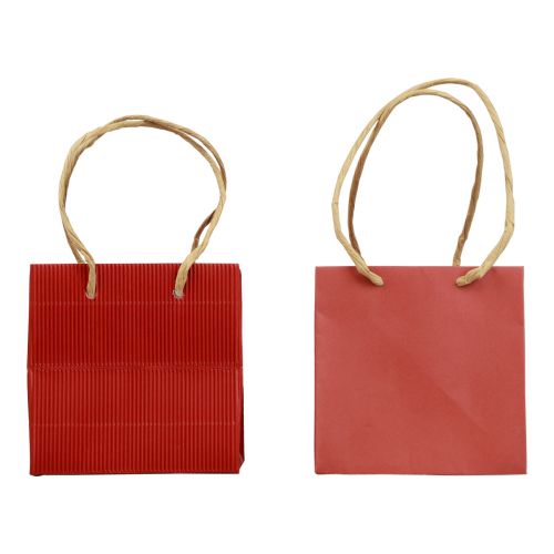 Floristik24 Bolsas de regalo bolsas de papel con asa rojo 12×12×12cm 6ud