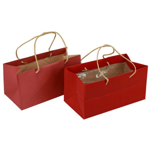 Floristik24 Bolsas de regalo bolsas de papel rojas con asa 24×12×12cm 6ud