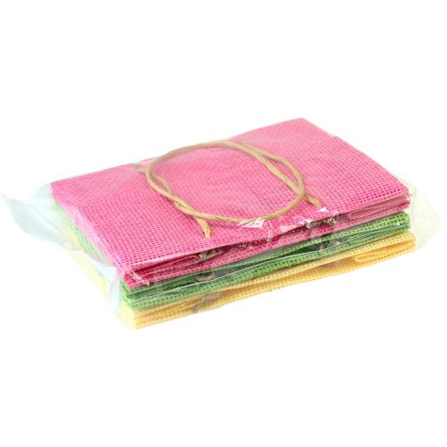 Artículo Bolsas de regalo con asas aspecto tejido de papel colorido 20×10×10cm 6ud