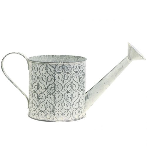 Jardinera regadera galvanizada crema lavada Ø13cm H13cm | Floristik24.es